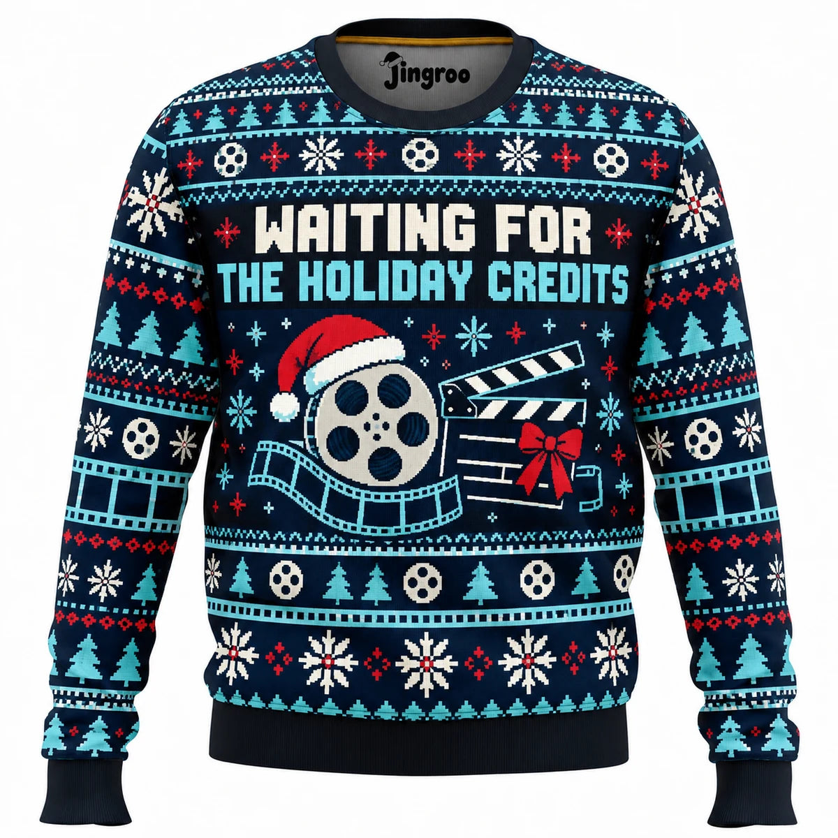 Waiting for the Holiday Credits Ugly Christmas Sweater - Christmas Jumper (front)