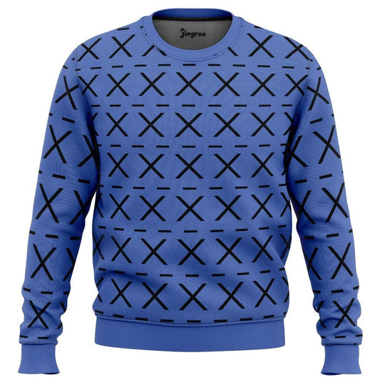 Washed-Up Horse Blue Knit Ugly Christmas Sweater - Christmas Jumper (front)