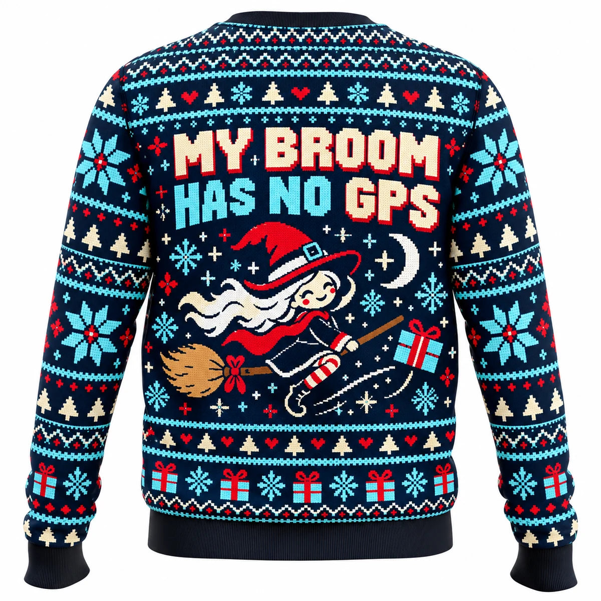 Witch Way to the Gifts? Ugly Christmas Sweater - Christmas Jumper (back)