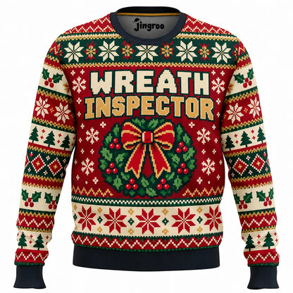 Wreath Inspector Ugly Christmas Sweater - Christmas Jumper (front)