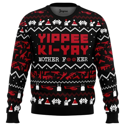 Yippee Ki-Yay, Fruitcake Ugly Christmas Sweater - Christmas Jumper (front)